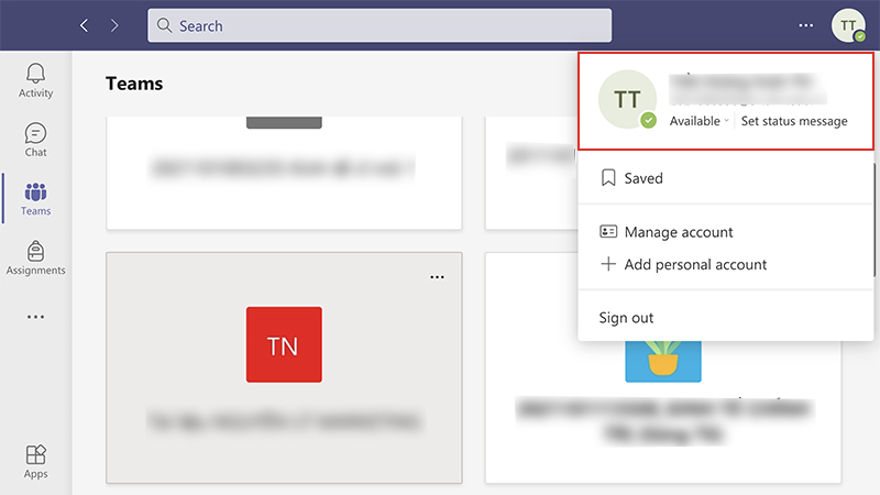 Người nhận phải ở trạng th&aacute;i Available (Khả dụng)